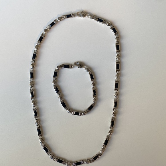 Men’s Grass Pattern Necklace & Bracelet Set Fashion Cool Retro - Picture 4 of 6